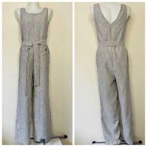 MNG Casual  Mango Jumpsuit Striped Wide Leg Seersucker 2 Pockets Lagenlook XS 2